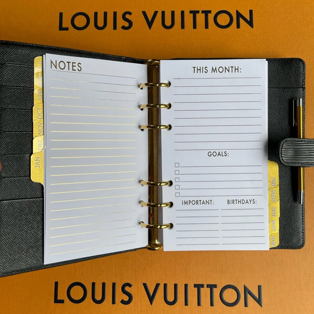2026 Fits Louis Vuitton Agenda Monthly Tabbed Insert Refill Calendar + Pen +MORE